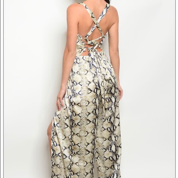 Ivory Snake Animal Print Jumpsuit - Picture 2 of 2